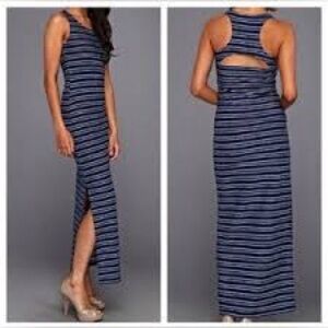 Jack. by BB Dakota Long Blue Striped Maxi Tank Dress w/ Cutout Back Detail Sz M